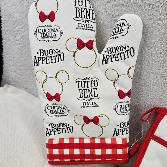 Disney Epcot Italy World Showcase Buon Appetito Oven Mitt Potholder Towel Set - Picture 3 of 7